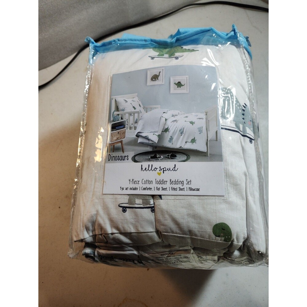 Hello Spud Dinosaur Toddler 4 Piece Bedding Set NEW Organic Cotton  (873)